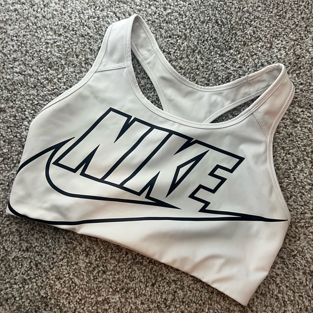 Nike White and Black Sports Bra